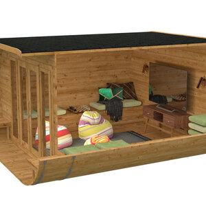 Cabaña de madera moderna Oval - 405x400 cms - 28MM - Caseta OVAL - HOBYCASA PORTADA