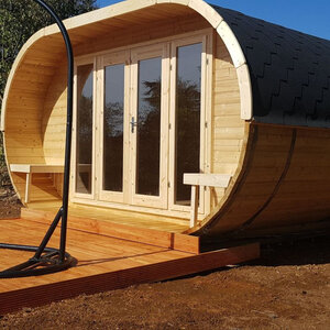 Cabaña de madera moderna Oval - 405x400 cms - 28MM - Caseta OVAL - HOBYCASA PORTADA