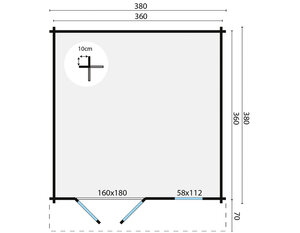 Casas de Madera Mieres - Diáfana - 13 m2 - Modelo Ulrik - Casas de madera modelo ULRIK - HOBYCASA plano