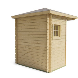 Caseta de madera tipo garita en esquina - 3,5 m2 - Modelo Petit-Petra - Caseta de madera 200X200 - 28MM PETIT LATERAL