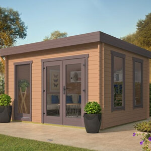 Casas de Madera Peñíscola - Diáfana - 12 m2 - Modelo Bruce - Casetas para jardin PEÑISCOLA - 400x350 cms - 40 mm - nogal