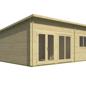 Casas de Madera Prefabricadas Cambrils - 2 dormitorios - 35 m2 - Modelo Flat - CASAS DE MADERA MODERNAS FLAT RENDER FRONTAL