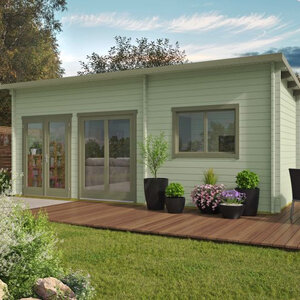 Casas de Madera Prefabricadas Cambrils - 2 dormitorios - 35 m2 - Modelo Flat - CASAS DE MADERA MODERNAS FLAT VERDE