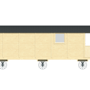Casas de Madera Torrevieja - 16,8 m2 - Diáfana - Gypsy Wagon - Modelo Jimmy - mini casa sobre ruedas de medidas 840x240-GYPSY WAGON render lateral derecho