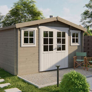 Casas de Madera Prefabricadas Álava - 10,6 m2 - Diáfana - Modelo Juha - Caseta de madera JUHA 28MM - 400x300 cms gris