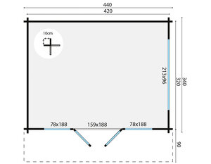 Casas de Madera Campello - Diáfana - 14 m2 - Modelo Blackpool - Casa de Campo BLACKPOOL - plano
