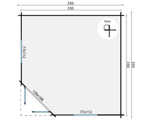 Casas de Madera Inca - Diáfana - 10 m2 - Modelo Nilsson - Caseta NILSSON Hobycasa plano