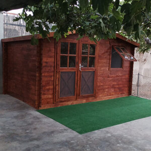 Casetas de Madera Gorliz - NUEVO DISEÑO MEJORADO - 400X300 - 28MM - Caseta de madera GORLIZ - VISTA ESQUINADA