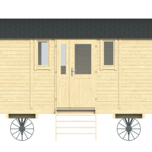 Casas de Madera Prefabricadas Leganés - 12 m2 - Gypsy Caravan - Modelo Patricia - Mini casa sobre ruedas - render frontal