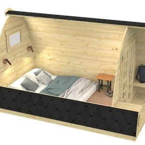 Cabaña de madera original Pod 400 - 240x400 cms - 28MM - Caseta POD 400 - PORTADA render interior