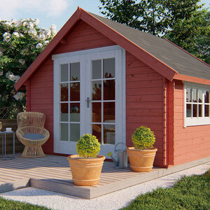Casas de Madera Prefabricadas Jaén - Diáfana - 9 m2 - Modelo Skov -  Caseta Jardin SKOV - PORTADA roja