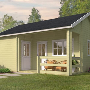 Casas Prefabricadas de Madera Orense - Con altillo - 26 m2 - Modelo Edelweiss - Casa de Campo EDELWEISS - PORTADA verde