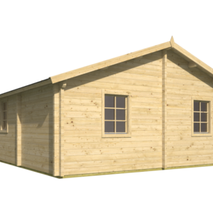 Casas Prefabricadas de Madera Chiclana - 2 dormitorios- 70 MM - 45 m2 - Modelo Kay - Cabaña de madera KAY - trasera