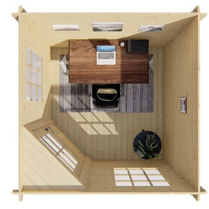 Casas de Madera Alcira - Diáfana - 5 m2 - Modelo Jos - Caseta de madera JOS - render interior