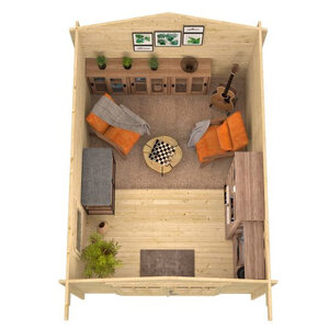 Casas de Madera Trujillo - Diáfana - 11 m2 - Modelo Peggie - Caseta PEGGIE  - Hobycasa  render interior