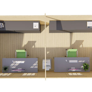 Casas de Madera Prefabricadas Montoro - Diáfana - 16 m2 - Modelo Rick - Caseta RICK - HOBYCASA render interior