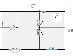 Casas Prefabricadas de Madera Lorca - 2 dormitorios - 36 m2 - Casas Prefabricadas de Madera Lorca - 2 dormitorios - 36 m2 - PLANO