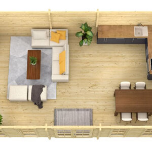 Casas Prefabricadas de Madera Benalmádena - Diáfana - 38 m2 - Modelo Dunmore - Minicasas con grandes cristaleras- DUNMORE- interior
