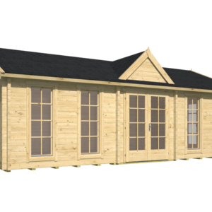 Casas Prefabricadas de Madera Benalmádena - Diáfana - 38 m2 - Modelo Dunmore - Minicasas con grandes cristaleras- DUNMORE- frontal