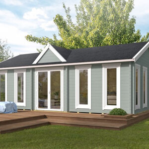Casas Prefabricadas de Madera Benalmádena - Diáfana - 38 m2 - Modelo Dunmore - Minicasas con grandes cristaleras- DUNMORE- Portada color
