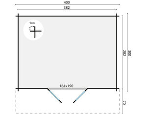 Casas de Madera Prefabricadas Modelo Murcia - Diáfana - 10 m2 - Casas de madera MURCIA plano