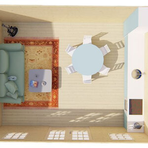 Casas de Madera Águilas - Diáfana - 23 m2 - Modelo Dianne - Casas de madera DIANNE - HOBYCASA - render interior