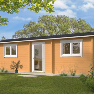 Casas Prefabricadas de Madera Girona - 1 dormitorio - 25 m2 - Modelo Ava - Casa de madera AVA - PORTADA naranja