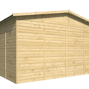 Caseta de madera barata UTRERA de 4X3 de Paneles Preensamblados - Caseta de madera barata UTRERA de 4X3 de Paneles Preensamblados render trasero