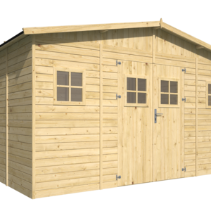 Caseta de madera barata UTRERA de 4X3 de Paneles Preensamblados - Caseta de madera barata UTRERA de 4X3 de Paneles Preensamblados render fachada