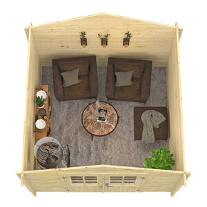 Caseta de Jardín barata SEVILLA de 3x3 en 34mm - Caseta de Jardin barata SEVILLA de 3x3 en 34mm render interior