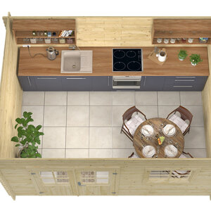 Caseta de Madera Prefabricada BARCELONA diseño Moderno 4x3 en 28mm - Caseta de Madera Prefabricada BARCELONA - INTERIOR
