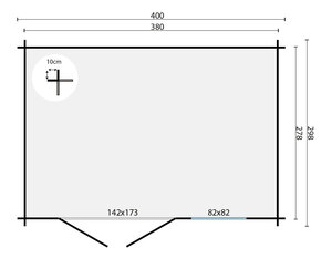 Caseta de Madera Prefabricada BARCELONA diseño Moderno 4x3 en 28mm - Caseta de Madera Prefabricada BARCELONA - PLANO