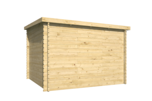 Caseta de madera prefabricada REUS  de techo plano 3x3 en 34mm - Caseta de madera prefabricada REUS  de techo plano 3x3 en 34mm render trasero
