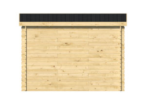 Caseta de madera prefabricada REUS  de techo plano 3x3 en 34mm - Caseta de madera prefabricada REUS  de techo plano 3x3 en 34mm detras