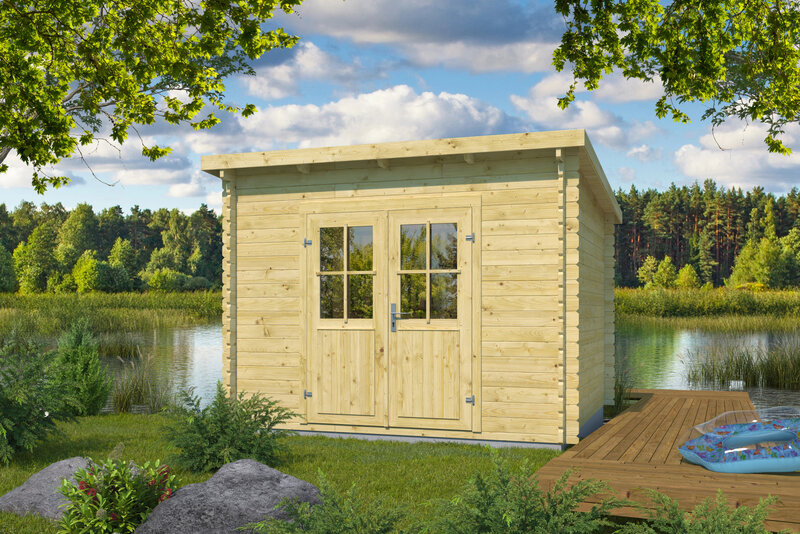 Caseta de madera prefabricada REUS  de techo plano 3x3 en 34mm