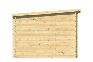 Caseta de madera prefabricada REUS  de techo plano 3x3 en 34mm - Caseta de madera prefabricada REUS  de techo plano 3x3 en 34mm lateral izquierdo