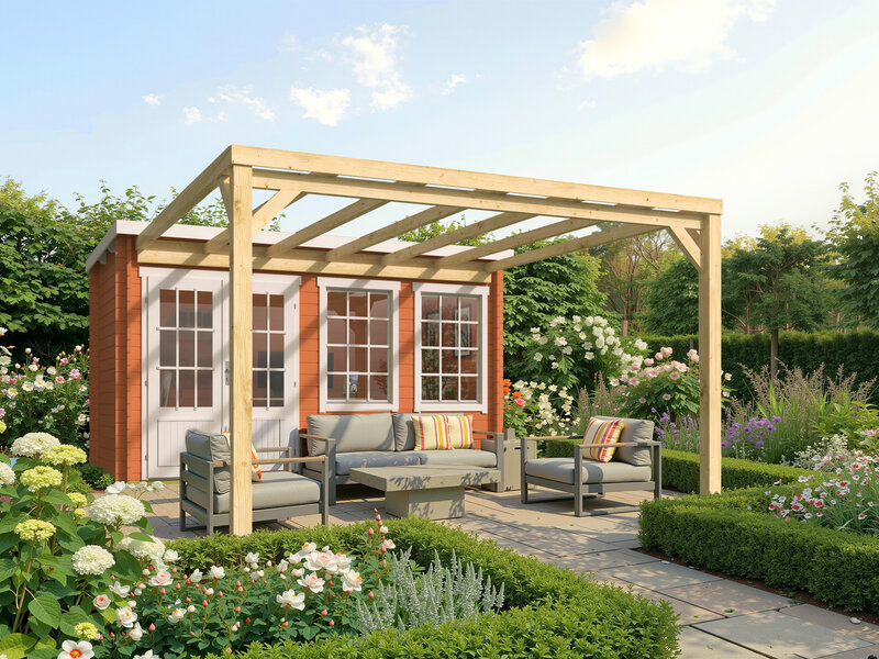 Pérgola Descubierta Anexa Blanes 400x400 cm