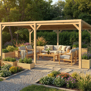 Pérgola Descubierta autoportante 400x570 ROSES-C - Pérgola Descubierta autoportante 400x570 ROSES-C  CON TECHO