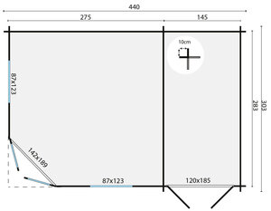 Casas de Madera Almendralejo - 2 estancias - 11 m2 - Modelo Agnes - Minicasa en esquina AGNES - plano