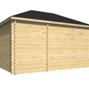 Casas de Madera Almendralejo - 2 estancias - 11 m2 - Modelo Agnes - Minicasa en esquina AGNES - render trasero