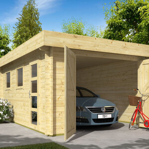 Garaje de Madera Moderno Marketa - Diáfano - 18 m2 - Garaje de madera MARKETTA - HOBYCASA
