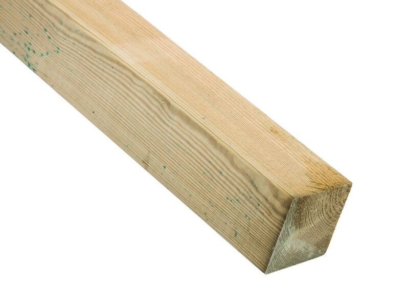 Poste de pino, 6,8 x 6,8 x 180 cm, impregnado verde, cepillado, 4 cantos redondeados (palet 90 uds)