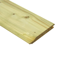 Tabla de pino con unión a solape, 1,8 x 14,5 x 400 cm, impregnada verde y cepillada (palet 224 uds)