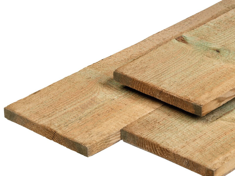 Tabla de remate de pino, 2,0 x 20,0 x 400 cm, impregnada verde, aserrado fino, cantos vivos (palet 100 uds)