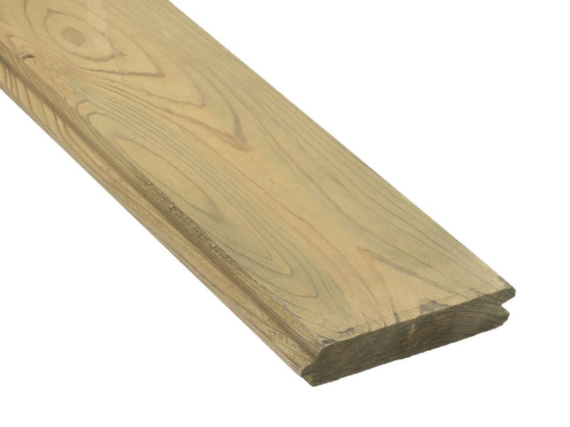 Machihembrado de pino para caseta, 2,8 x 12,5 x 360 cm, seco, impregnado verde, cepillado, 4 cantos redondeados (palet 112 uds)