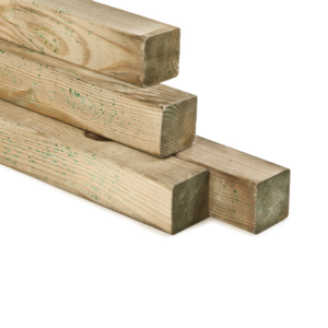 Poste de pino, 8,8 x 8,8 x 200 cm, impregnado verde, cepillado, 4 cantos redondeados (palet 60 uds)
