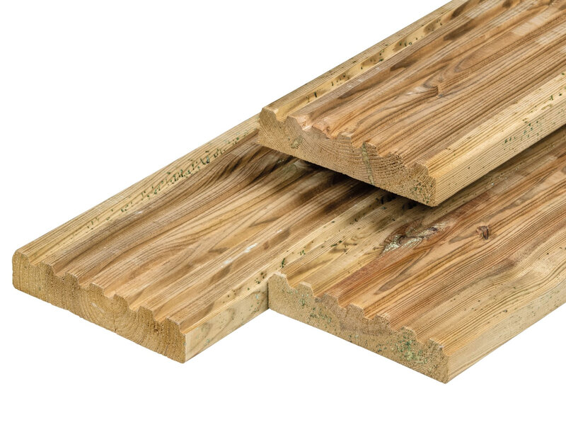 Tabla de tarima de pino centroeuropeo, impregnada verde, 2,8 x 14,0 x 300 cm (palet 112 uds)