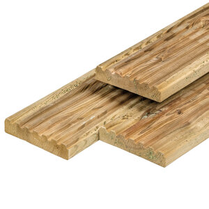 Tabla de tarima de pino centroeuropeo, impregnada verde, 2,8 x 14,0 x 240 cm (palet 112 uds)