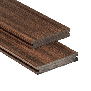 Tabla de tarima composite PuraShield, 2,3 x 13,8 x 400 cm, clips, maciza, color ipé (palet 91 uds)