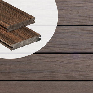 Tabla de tarima composite PuraShield, 2,3 x 13,8 x 500 cm, clips, maciza, color ipé (palet 84 uds)
